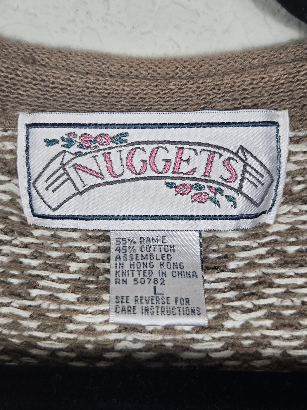 Vintage Nuggets Nordic Fair Isle Ramie Cotton Sweater Vest Cottagecore Large - Picture 6 of 9